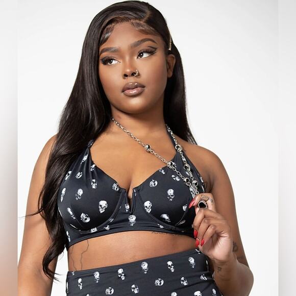 KillStar Halter Adjustable 4X Skull 💀 Bikini Bra - Picture 1 of 11